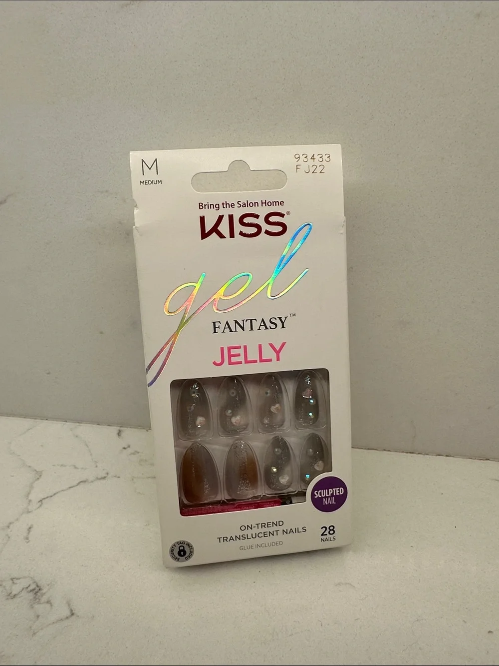 KISS Jelly Translucent Sculpted Nails - Clear with Iridescent Glitter